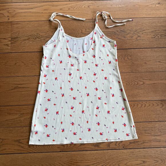 Urban Outfitters Butter Yellow Satin Ditsy Floral Slip Dress Mini Tie Med Y2K - Picture 2 of 8